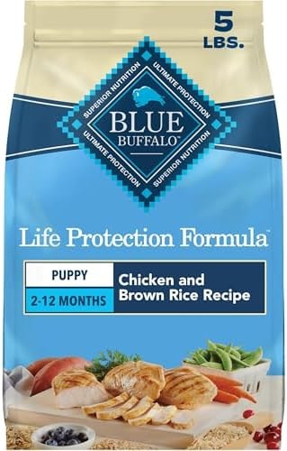 Blue Buffalo Life Protection Formula Chicken & Brown Rice Puppy Dry Dog Food with DHA & ARA, Supports Immunity with Antioxidant-Rich LifeSource Bits, Promotes Healthy Muscles & Strong Bones, 5 lbs.