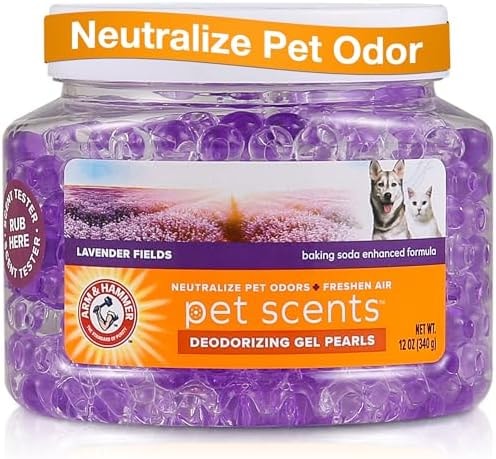 Arm & Hammer for Pets Air Care Pet Scents Deodorizing Gel Beads, Pet Odor Eliminator for Rooms Closets and Small Spaces with Long Lasting Odor Control, Lavender Fields Scent, 12 oz