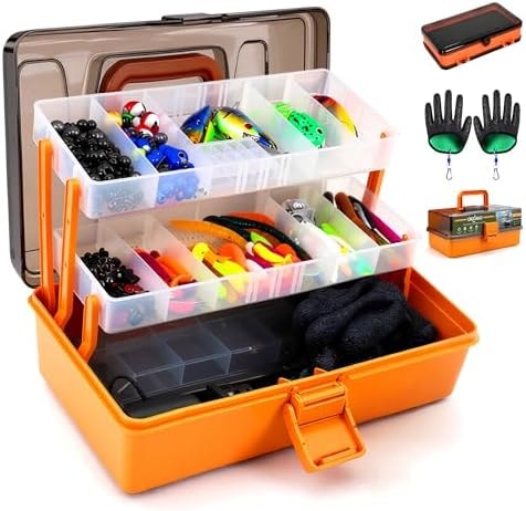 Large 3-Layer Tackle Box with Tackle Included, 417Pcs Fishing Lures Kit