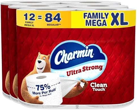 Charmin Ultra Strong Clean Touch Toilet Paper, 12 Family Mega XL Rolls = 84 Regular Rolls