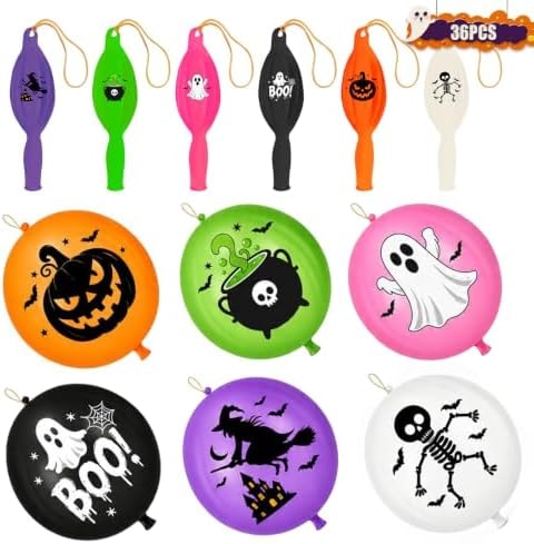 Halloween Party Favor Punch Balloons, 36Pcs Trick or Treat Kids Supplies