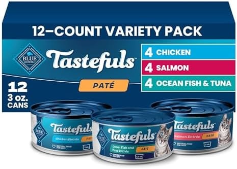 Blue Buffalo Tastefuls Variety Pack Paté Wet Cat Food, 3 oz, 12 ct