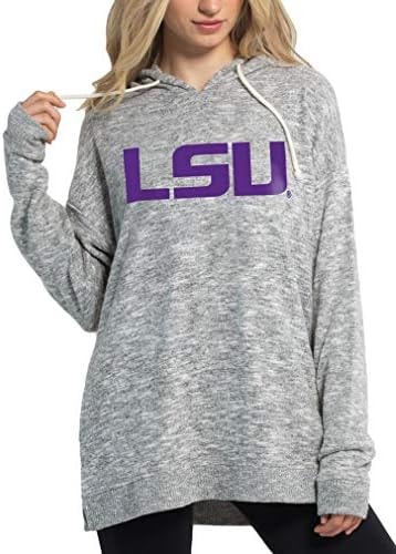 chicka-d NCAA LSU Tigers Womens Cozy Fleece Tunic, Heather Grey, Large