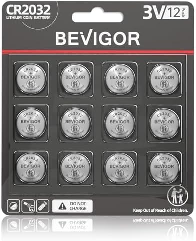 BEVIGOR 2032 Battery Compatible with AirTag CR2032 Lithium 3V Coin Battery for Child Safety, Suitable for Key Fobs, Smart Sensors, Scales, Candles and More, 12 Pack