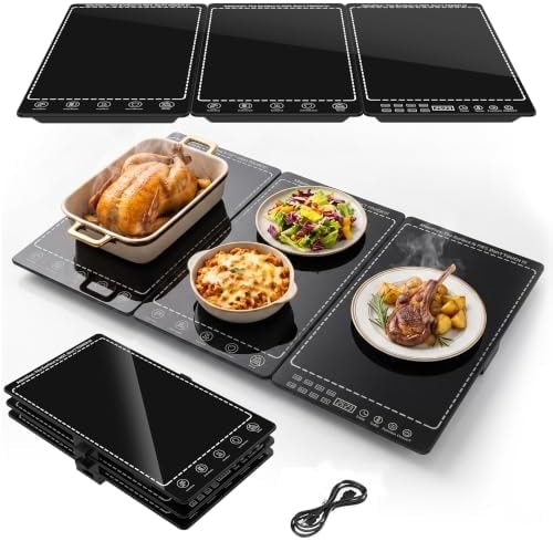 Electric Warming Tray for Food, 3-in-1 Food Warming Mat|26x15 in tempered glass tray,10 Temp Settings, 30M–24H Timer,Child Lock,parties,buffet serving,family dinner,holidays