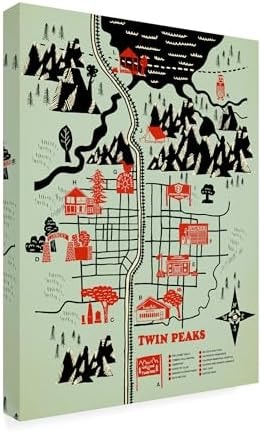 Wrapped Canvas Wall Art - Robert Farkas 'Welcome To Twin Peaks' Wall Art for Living Room, Bedroom, or Office Décor - 18x24
