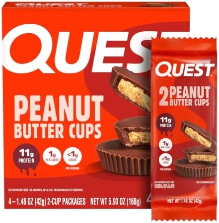 Quest Nutrition Peanut Butter Cups, 11g Protein, 1g Sugar, Low Carb, Gluten Free, Keto Friendly, 4 Count