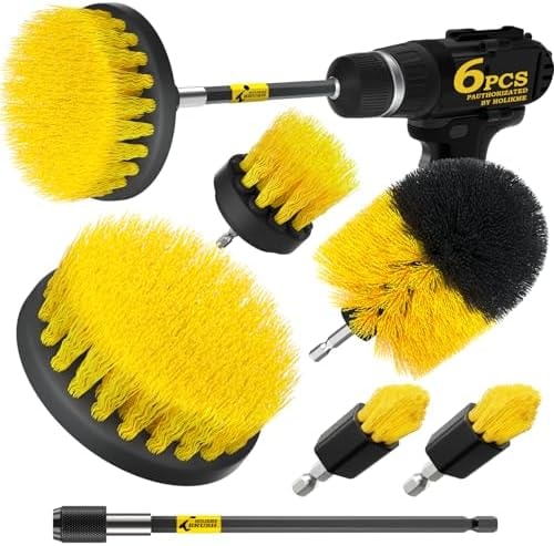 Holikme 6Pc Drill Brush Set - Soft Bristles with Extension for Home Clean
