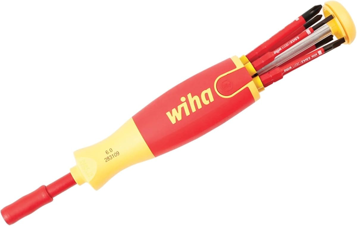 Wiha 28395 7 Piece Insulated SlimLine Ultra-Driver Blade Set Slotted, Phillips, Terminal