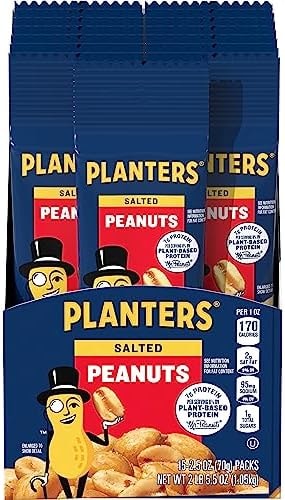 PLANTERS Salted Peanuts, Plant Based Protein Snacks, 2.5 Oz (15 Ct)