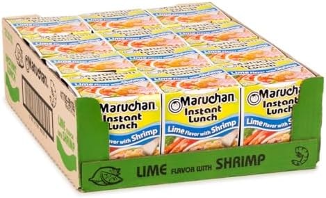 Maruchan Instant Lunch Ramen Noodles, Lime Flavor with Shrimp – Japanese-Style Instant Noodle Soup, Easy Meal Ready in 3 Minutes – 2.25 Oz. (12 Pack)