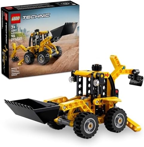 LEGO Technic Backhoe Loader Construction Toy - Building Toy Set for Boys and Girls, Ages 7+ - Educational Gift Idea for Kids Birthday with Usable Back Digger, Scoop, & Outriggers - 42197