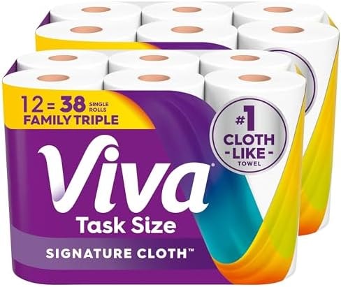 Viva Signature Cloth Paper Towels, Task Size, 12 Family Triple Rolls, 141 Sheets per Roll (Packaging May Vary)