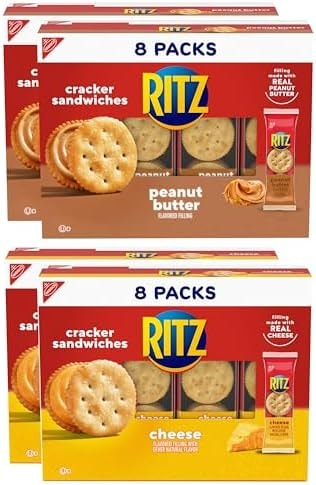 RITZ Peanut Butter & Cheese Sandwich Crackers Variety Pack, 32 Snack Packs