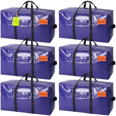 6 Pack Moving Bags Heavy Duty Extra Large, 24 Gallon Each, Total 200 lbs