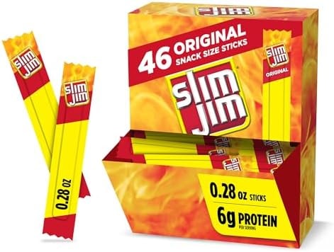 Slim Jim Smoked Jerky Snack Sticks, Original Flavor, 6g Protein Per Serving, 0.28 oz. (46-Count)
