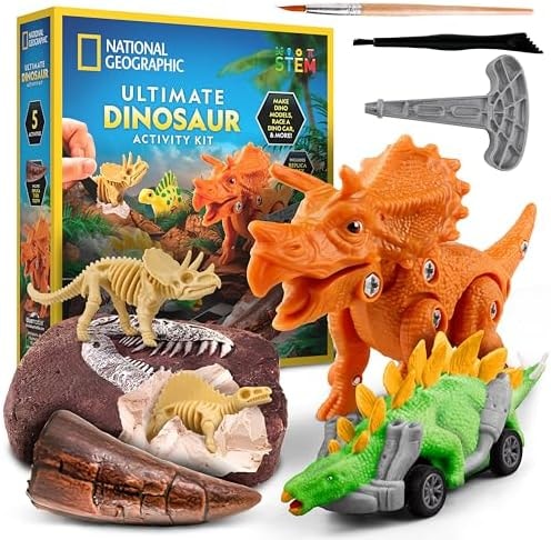 National Geographic Ultimate Dinosaur Toy Activity Kit with 5 Projects