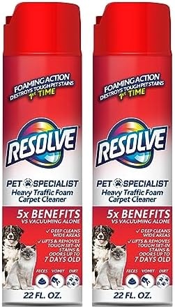 Resolve Pet Specialist Heavy Traffic Foam Carpet Cleaner, Pet Stain & Odor Remover, 22 oz Cans, 2 Pack