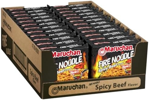 Maruchan Ramen Noodle Soup, FIRE Spicy Beef Flavor – Japanese-Style Instant Noodles, Quick & Easy Meal for Kids, Students & Busy Families – 3 Oz. (22 Pack)