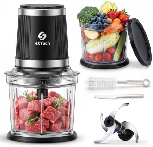 HXTech Food Processor with Two 4 Cup Bowls: 2-Speed Electric Food Chopper