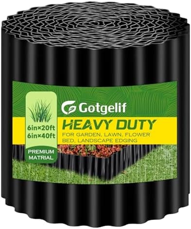 GOTGELIF Corrugated Metal Garden Edging, 6" x20FT Galvanized Steel Landscape Edging Border, Flexible & Cuttable & DIY Shape & Rust-Resistant, Easy to Install for Flower Bed, Lawn, Vegetable Garden