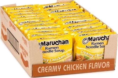 Maruchan Ramen Noodle Soup, Creamy Chicken Flavor – Japanese-Style Instant Noodles, Quick & Easy Meal for Students & Busy Families – 3 Oz. (24 Pack)