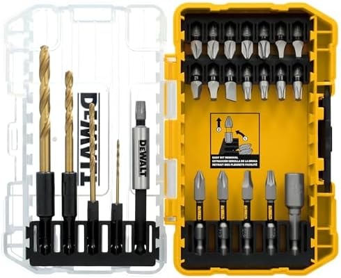 DEWALT Tough Grip 27 Pc Screwdriver Bit Set and Impact Drill Driver Bit Set, Extra Durable Heavy Duty Torsion Zone Technology (DWAF2504TG)