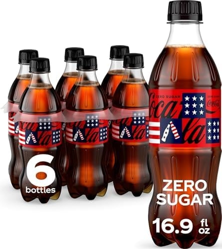 Coca-Cola Zero Sugar Soda Soft Drink Bottles, 16.9 fl oz, 6 Pack