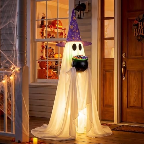 Halloween Candy Ghost Decor with Lighted Cauldron - 53'' Large Ghost Decor