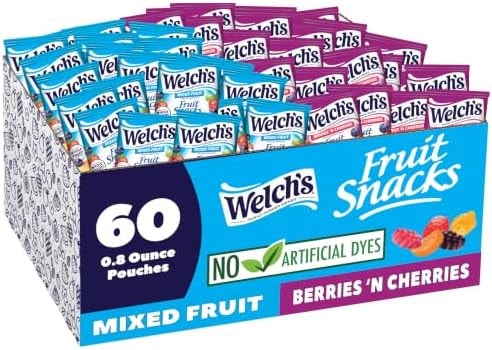 Welch's Fruit Snacks, Mixed Fruit & Berries 'N Cherries, 0.8 oz, 60 Ct