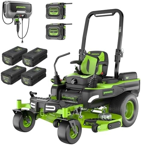 Greenworks 80V 54" MaximusZ Zero Turn Riding Lawn Mower, (2) 16.0Ah + (4) 6.0Ah Batteries and 1.5kW Fast Charger