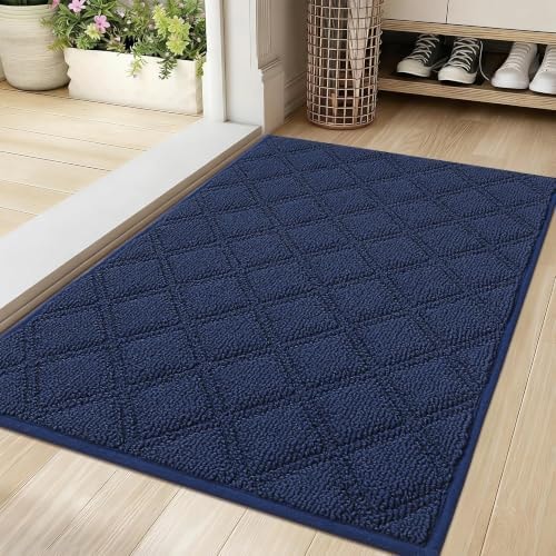 BEQHAUSE Dirt Trapper Door Mat 20" x 32" Non-Slip Washable, Blue