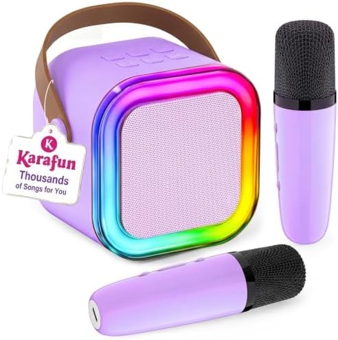 IROO Mini Karaoke Machine for Kids, 2026 TOP Toys Birthday Gifts Ideas for Girls Ages 4, 5, 6, 7, 8, 9, 10, 12+ Years Old, Portable MP3 Player with 2 Wireless Mics for Family Home Party