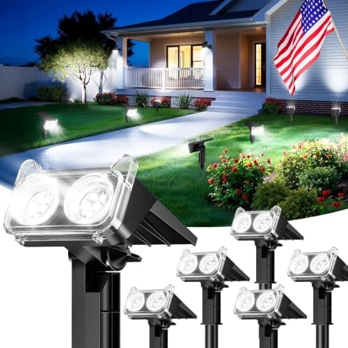 LETMY Solar Lights Outdoor Waterproof IP65, 6 Pack Solar Spot Lights Outdoor With 14 Big LEDs, 2-in-1 Wall Lights & 2 Modes Solar Powered Landscape Spotlights for Garage Pathway Yard Decor Garden Gift