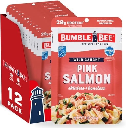 Bumble Bee Wild Caught Pink Salmon Pouch, 5 oz (Pack of 12)