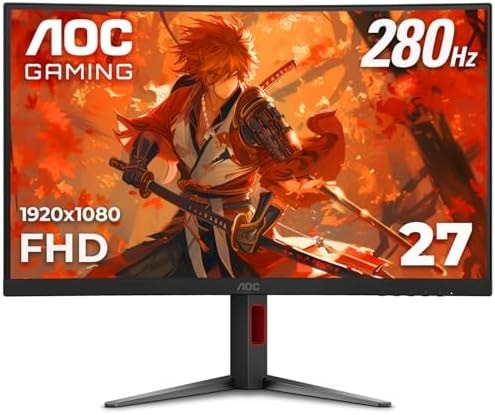 AOC 27 Inch Curved Gaming Monitor FHD 280Hz VA 0.3ms HDR, C27G4ZH