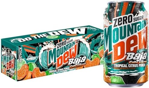 Mountain Dew, Baja Cabo Citrus Zero Sugar 12 Fl Oz Cans (Pack of 12)