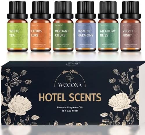 WECONA Hotel Essential Oils for Set, 6 x 10 mL Diffuser Oils for Home