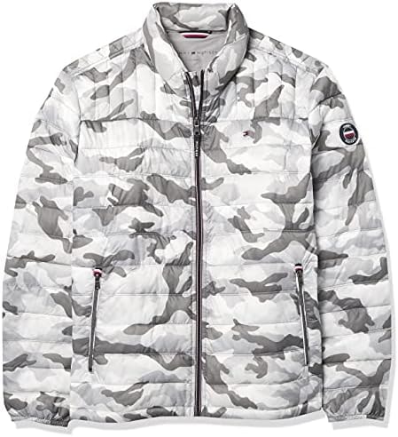Tommy Hilfiger Men's Ultra Loft Lightweight Packable Puffer Jacket (Standard and Big & Tall), White Camouflage, 3X