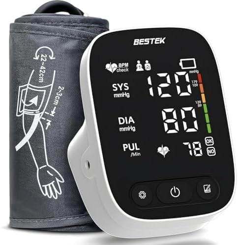 BESTEK Blood Pressure Monitor, Automatic Arm Blood Pressure Monitors for Home Use, Digital Large LED Voiced Broadcast BP Cuff Comfortable and Portable for Home Travel (9"-17" Adjustable)