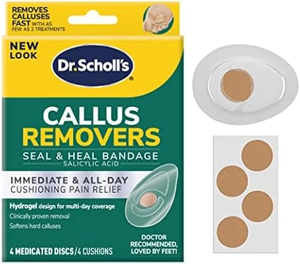 Dr. Scholl's Callus Remover Seal & Heal Bandage with Hydrogel Technology, 4ct /Removes Calluses Fast - Provides Cushioning Protection and Friction for All-Day Pain Relief (Pack of 1, 4 Count Total)