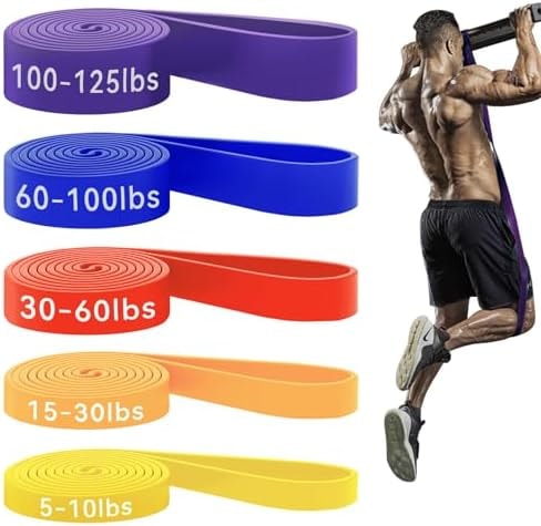 HAPBEAR Pull Up Assistance Bands - Pull Up Bands - Resistance Bands - Exercise Bands Resistance Bands Set - Workout Bands for Working Out, Stretching, Muscle Training - Colorful (5-125LBS)
