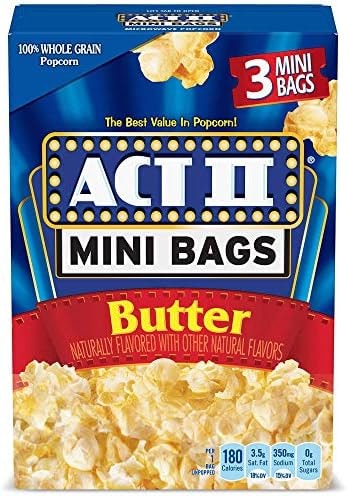Act II Mini Bags Butter Microwave Popcorn, 1.58 oz., 3-Count Bags (Pack of 12)