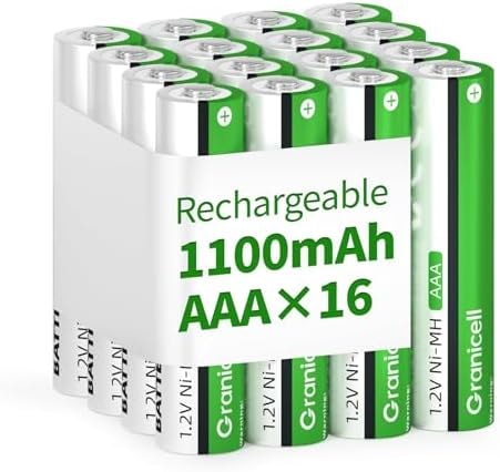 Granicell AAA Rechargeable Batteries 1100 mAh High Capacity 1300 Cycle,1.2V NiMH Low Self Discharge Triple AAA Battery,16 Pack