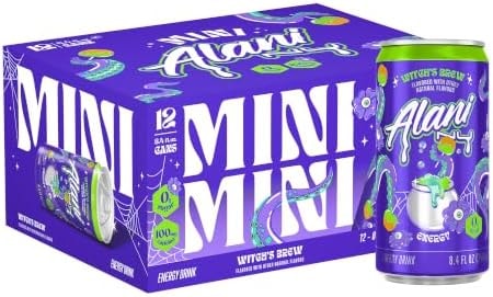Alani Nu WITCHES BREW, Low Calorie Energy Drinks, 100mg Caffeine, Biotin, B Vitamins, Zero Sugar, 10 Calories or Less, 8 Fl Oz Cans, 12 Pack