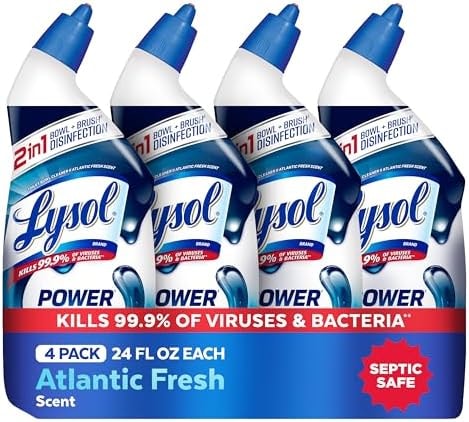 Lysol Toilet Bowl Cleaner Clinging Gel, Power, 24 oz, 4 Pack