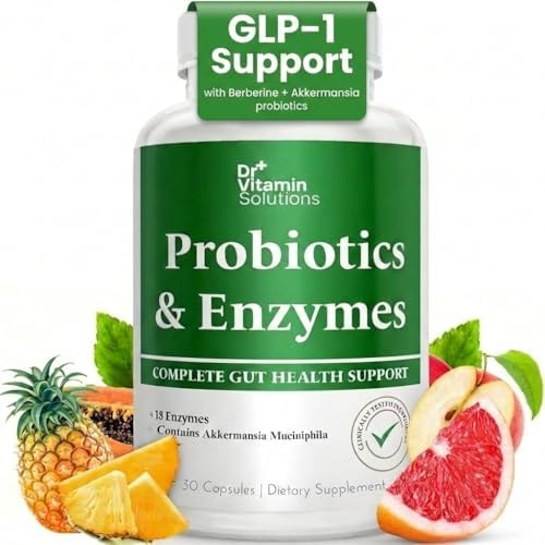 GLP-1 Supplement for Weight Management Women & Men, Akkermansia Probiotic & Berberine, Appetite Control, Gut Health, Digestive Enzymes, Prebiotics, Non-GMO, Made in USA, 30 Capsules (30 Day Supply)