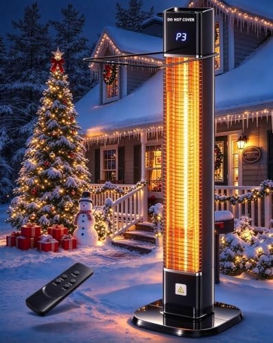 Outdoor Heater,1500W Patio Heater,Garage Heater with 3 Heat Levels,IP65 Waterproof,Quiet Operation,Remote,24H Timer,Tip-Over&Overheat Protection,Electric Heaters for Indoor,Shop,Porche,Backyard