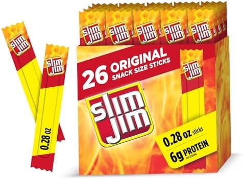 Slim Jim Smoked Jerky Snack Sticks, Original Flavor, 0.28 oz., 26-ct