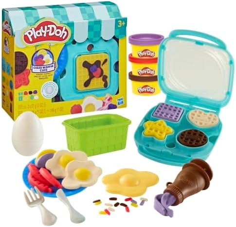 Play-Doh Crazy Waffle Cafe Playset, 8 Play Kitchen Accessories, Kids Arts & Crafts 3+